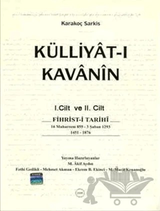 Külliyet-i Kavani'nin 2 Cilt – Karakoç Sarkis – Türk Tarih Kurumu Yayınları kitap kapağı