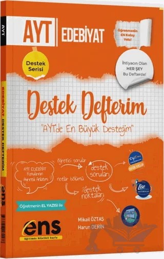 AYT Türk Dili ve Edebiyatı Destek Defterim – Mikail Öztaş, Harun Derin – ENS Yayınları kitap kapağı