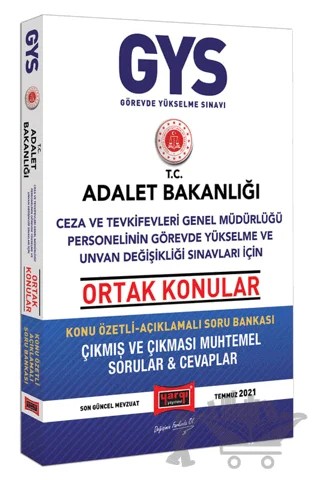 2021 GYS T.C. Adalet Bakanlığı Ceza Ve Tevkifevleri Genel Müdürlüğü Personelinin Görevde Yükselme ve Unvan Değişikliği Sınavları İçin Ortak Konular Konu Özetli Açıklamalı Soru Bankası – Kolektif – Yargı Yayınevi kitap kapağı
