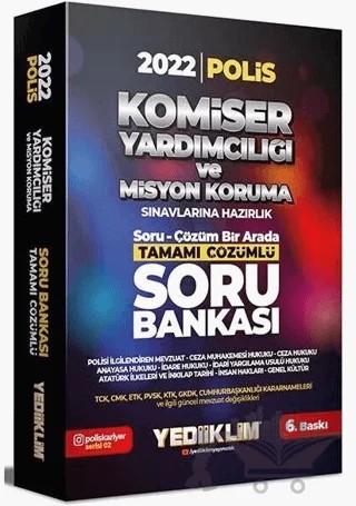 2022 Komiser Yardımcılığı ve Misyon Koruma Sınavlarına Hazırlık Tamamı Çözümlü Soru Bankası – Kolektif – Yediiklim Yayınları kitap kapağı