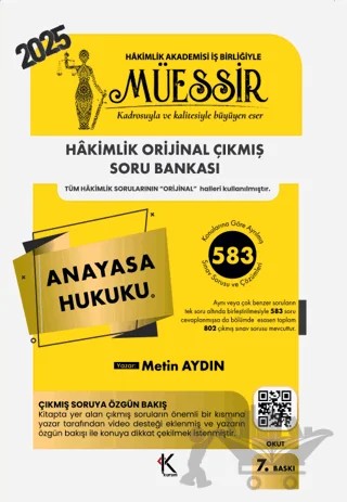 Müessir Anayasa Hukuku Soru Bankası – Metin Aydın – Kuram Kitap kitap kapağı