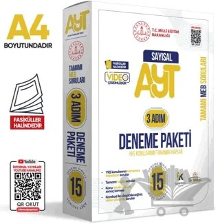 2025 3 Adım YKS-AYT Sayısal MEBİ Özgün Sorular 15li Deneme Fasikül Paketi Video Çözümlü – Kolektif – Karakutu Yayın kitap kapağı