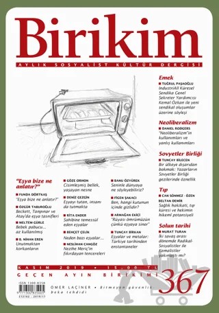 Birikim Aylık Sosyalist Kültür Dergisi Sayı: 367 Kasım 2019 – Birikim Yayınları kitap kapağı