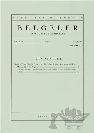 Türk Tarih Belgeleri Dergisi Sayı: 29 Cilt: 35 – Türk Tarih Kurumu Yayınları kitap kapağı