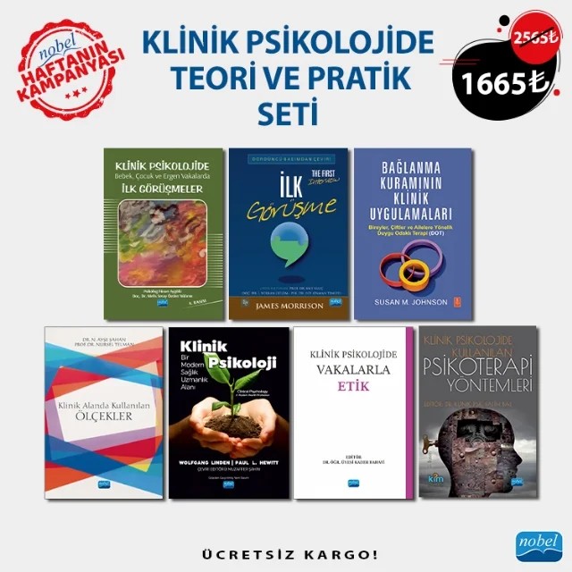 KLİNİK PSİKOLOJİDE TEORİ VE PRATİK SETİ – Füsun Aygölü, Melis Seray Özden, James Morrison, Susan M. Johnson, N. Ayşe Şahan, Nursel Telman, Beril Zeynep Hacıosman, Berk Efe Altınal, Didem Dilge Yıldırım, Elif Çarpar, Elif Güneri Yöyen, Elif Mutlu, Esra Akcan, Fatih Bal, Fatma Biçer, Gizem Selcan Arslandoğdu, Hale A. Kahyaoğlu Çakmakcı, Hasan – Haftanın Kampanyası kitap kapağı