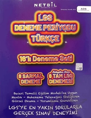 8. Sınıf LGS Türkçe Deneme Periyodu 16'lı Deneme Seti – Kolektif – Netbil Yayıncılık kitap kapağı