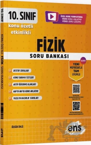 10. Sınıf Fizik Etkinlikli Soru Bankası – Özgür Ünlü – ENS Yayınları kitap kapağı