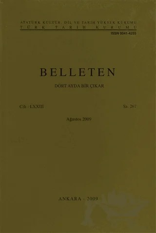 Belleten Sayı: 267 Cilt: 73 – Türk Tarih Kurumu Yayınları kitap kapağı