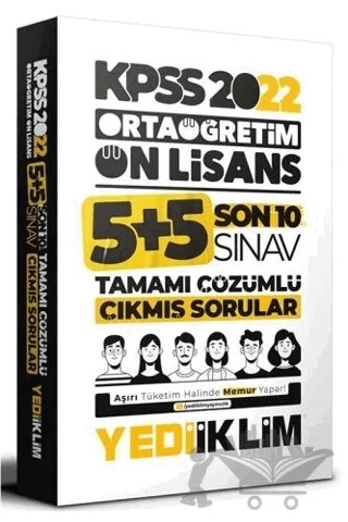 2022 KPSS Ortaöğretim Ön Lisans GY GK Son 10 Sınav Tamamı Çözümlü Çıkmış Sorular – Kolektif – Yediiklim Yayınları kitap kapağı