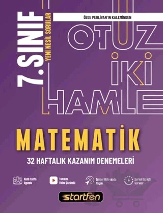 7. Sınıf Matematik 32 Haftalık Kazanım Denemeleri – Kolektif – Startfen Yayınları kitap kapağı
