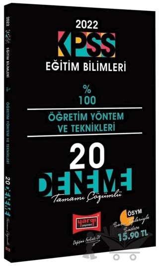 2022 KPSS Eğitim Bilimleri Öğretim Yöntem Teknikleri %100 20 Deneme Çözümlü – Kolektif – Yargı Yayınevi kitap kapağı