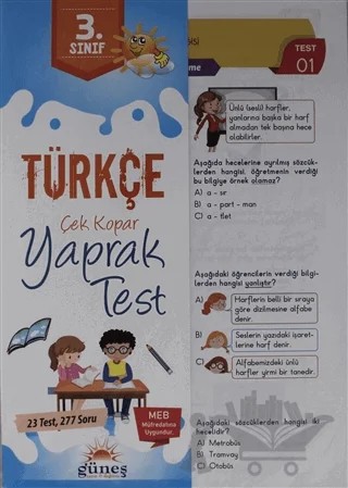 3. Sınıf Türkçe Çek Kopar Yaprak Test – Kolektif – Güneş Yayın Dağıtım kitap kapağı