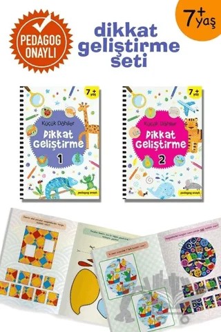Küçük Dahiler Dikkat Geliştirme Seti (2 Kitap Takım) 7 + Yaş (Pedagog Onaylı) – Kolektif – İndigo Çocuk kitap kapağı