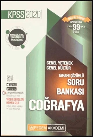 2020 KPSS Genel Yetenek Genel Kültür Tamamı Çözümlü Soru Bankası - Coğrafya – Kolektif – Pegem Akademi Yayıncılık kitap kapağı