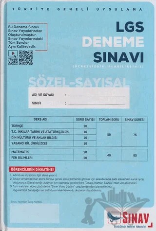 Lgs Deneme Sınavı – Kolektif – Sınav Yayınları kitap kapağı