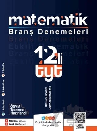 TYT Matematik 12 li Branş Denemeleri – Burak Köse, Yaşar Hoca – Etkili Matematik Yayınları kitap kapağı