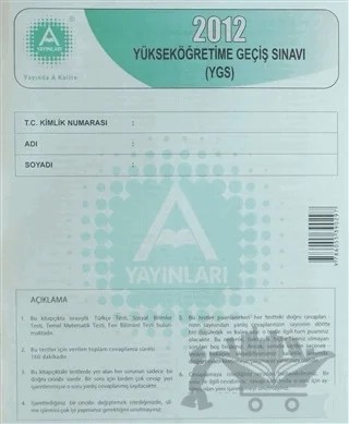 2012 Yüksek Öğretime Geçiş Sınavı (YGS) – Kolektif – A Yayınları kitap kapağı