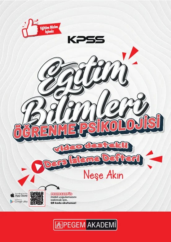 KPSS Eğitim Bilimleri Öğrenme Psikoloji Ders İzleme Defteri – Eğitim Bilimleri – Pegem Akademi Yayıncılık kitap kapağı