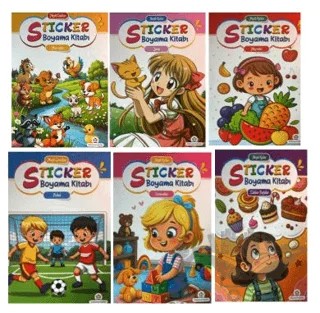 Neşeli Boyama Kitabı Sticker (6 Kitap Set) – Kolektif – Atlı Karınca Yayınları kitap kapağı