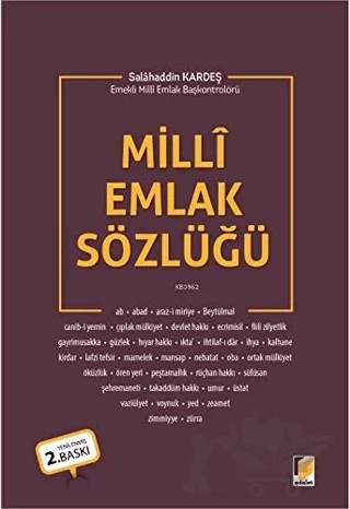 Milli Emlak Sözlüğü – Salahaddin Kardeş – Adalet Yayınevi kitap kapağı