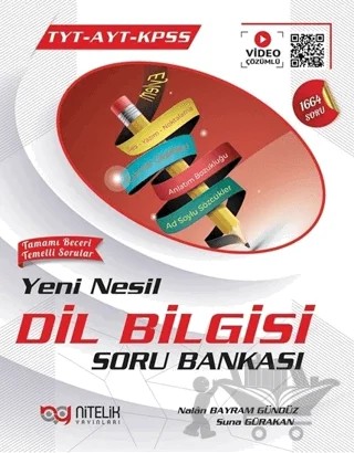 Nitelik YKS TYT AYT KPSS Yeni Nesil Dil Bilgisi Soru Bankası Video Çözümlü – Nalan Bayram Gündüz, Suna Gürakan – Nitelik Yayınları kitap kapağı