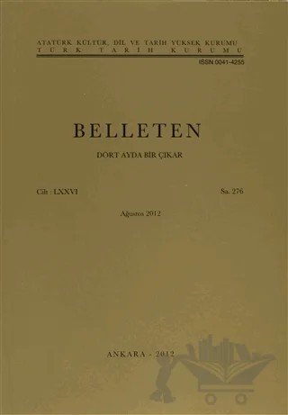 Belleten Sayı: 276 Cilt: 76 – Türk Tarih Kurumu Yayınları kitap kapağı
