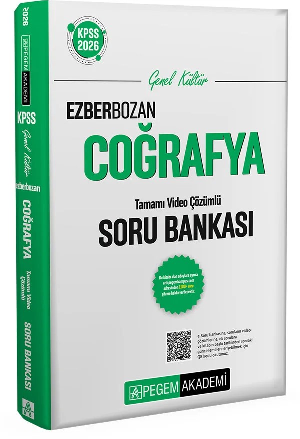 2026 KPSS Genel Yetenek Genel Kültür Ezberbozan Coğrafya Tamamı Video Çözümlü Soru Bankası – Ezberbozan Coğrafya Soru Bankası – Pegem Akademi Yayıncılık kitap kapağı