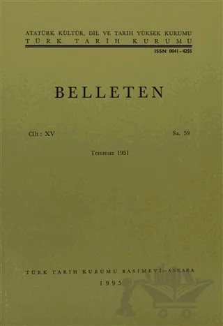 Belleten Cilt: 15 Sayı: 59 – Türk Tarih Kurumu Yayınları kitap kapağı