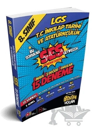 LGS 8. Sınıf SES Getirecek T.C İnkılap Tarihi ve Atatürkçülük 15 Deneme – Metin Uruk – Benim Hocam Yayınları kitap kapağı