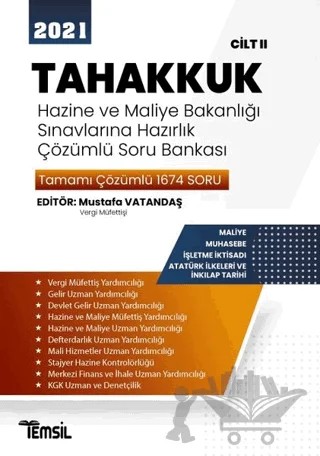 2021 Tahakkuk - Hazine ve Maliye Bakanlığı Sınavlarına Hazırlık Çözümlü Soru Bankası Cilt 2 – Mustafa Vatandaş – Temsil Kitap kitap kapağı