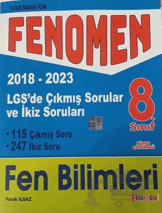 8. Sınıf LGS Fen Bilimleri Çıkmış ve İkiz Sorular (2018-2023) – Faruk Ilgaz – Fenomen Yayınları kitap kapağı
