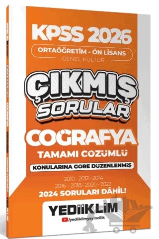 KPSS 2026 Ortaöğretim - Ön Lisans Coğrafya Konularına Göre Çıkmış Sorular (2024 Soruları Dahil) – Kollektif – Yediiklim Yayınları kitap kapağı