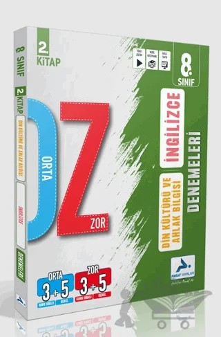 8. Sınıf İngilizce ve Din Kültürü ve Ahlak Bilgisi Orta Zor Branş Deneme – Kolektif – Paraf Yayınları kitap kapağı