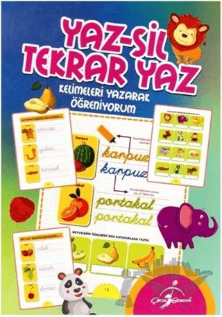 Yaz-Sil Tekrar Yaz - Kelimeleri Yazarak Öğreniyorum – Kolektif – Çocuk Gezegeni kitap kapağı