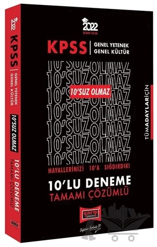 Yargı Yayınları 2022 KPSS GY GK 10'SUZ Olmaz Tamamı Çözümlü 10'lu Deneme – Kolektif – Yargı Yayınevi kitap kapağı