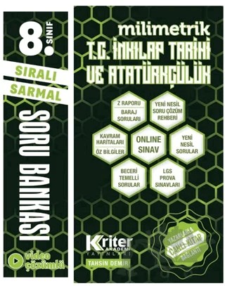 8. Sınıf T.C. İnkılap Tarihi ve Atatürkçülük Milimetrik Soru Bankası – Tahsin Demir – Kriter Akademi kitap kapağı