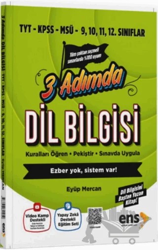 TYT KPSS MSÜ Dil Bilgisi 3 Adımda Video Destekli Soru Bankası – Eyüp Mercan – ENS Yayınları kitap kapağı