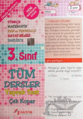 3. Sınıf Tüm Dersler Çek-Kopar! Yaprak Test – Kolektif – Faktör Yayınları kitap kapağı