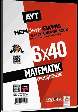 AYT Matematik ÖSYM Çıkmış ve Çıkabilecek Sorulardan Oluşturulmuş 6 Deneme Sınavı Tamamı Video Çözümlü – Kolektif – Marka Yayınları kitap kapağı