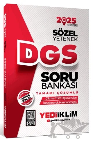 2025 DGS Sözel Yetenek Tamamı Çözümlü Soru Bankası – Kolektif – Yediiklim Yayınları kitap kapağı