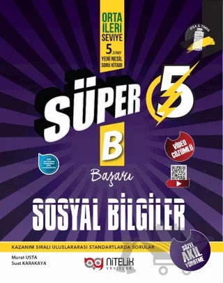 Süper 5 Sosyal Bilgiler Yeni Nesil Soru Kitabı – Murat Usta, Suat Karakaya – Nitelik Yayınları kitap kapağı