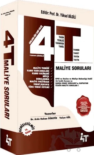4T Maliye Soruları – Arda Hakan Öğretir, Yalçın Gül – 4T Yayınları kitap kapağı