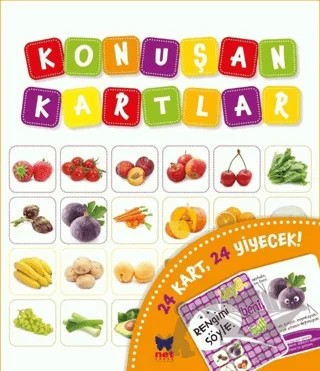 Konuşan Kartlar - 24 Kart 24 Yiyecek – Kolektif – Net Çocuk Yayınları kitap kapağı
