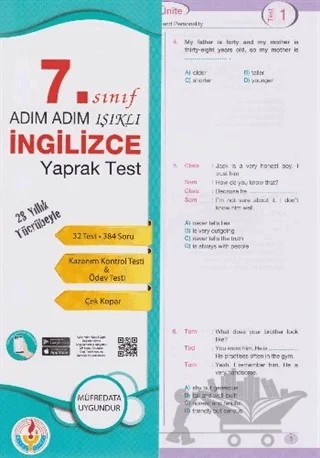 Adım Adım 7. Sınıf İngilizce Yaprak Test – Bilal Işıklı – Bilal Işıklı Yayınları kitap kapağı