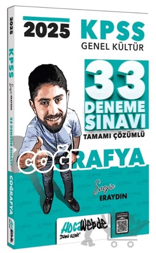 2025 KPSS GK Coğrafya Tamamı Çözümlü 33 Deneme Sınavı – Engin Eraydın – HocaWebde Yayınları kitap kapağı