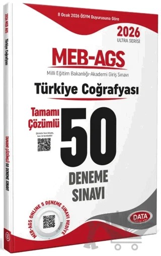2026 MEB-AGS Türkiye Coğrafyası Tamamı Çözümlü 50 Deneme Sınavı – Kolektif – Data Yayınları kitap kapağı