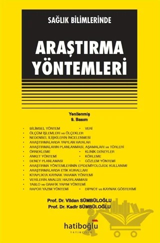 Sağlık Bilimlerinde Araştırma Yöntemleri – Kadir Sümbüloğlu, Vildan Sümbüloğlu – Hatiboğlu Yayınları kitap kapağı