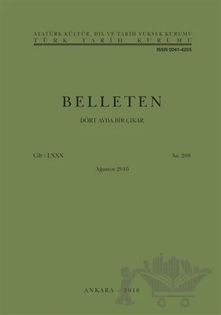 Belleten Sayı: 288 Cilt: 80 Ağustos 2016 – Türk Tarih Kurumu Yayınları kitap kapağı