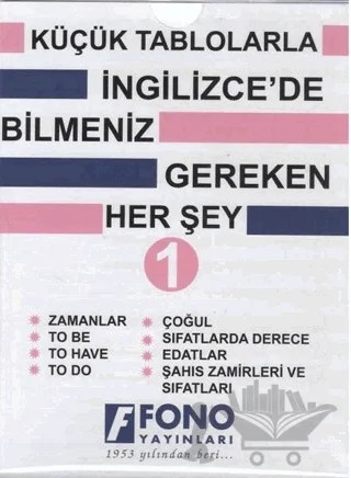 Küçük Tablolarla İngilizce'de Bilmeniz Gereken Her Şey – Kolektif – Fono Yayınları kitap kapağı