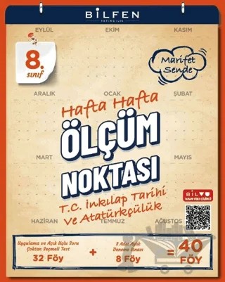 8. Sınıf T.C. İnkılap Tarihi ve Atatürkçülük Hafta Hafta Ölçüm Noktası – Kolektif – Bilfen Yayıncılık kitap kapağı